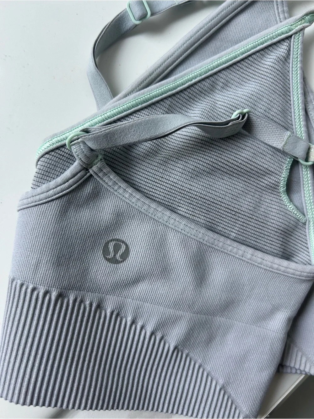 LULULEMON Light Gray Ribbed-Underband Sports Bralette